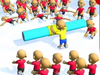Push the Crazy Crowd Stickman Clash 3D